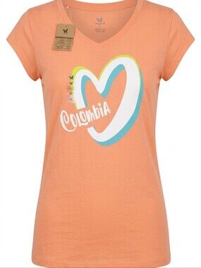 Colombia Heart Graphic Tee in Peach